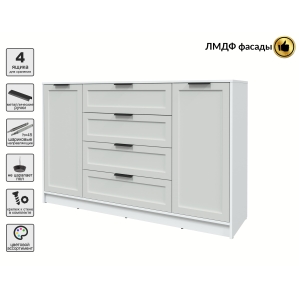 Тумба Тренд КТ-Т160 (Белый ЛДСП/ Грэй ЛМДФ) Ш1600 В1020 Г451